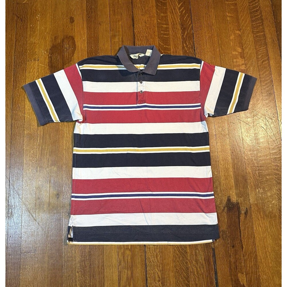 Vintage Eddie Bauer Shirt Medium Striped Polo 100% Cotton